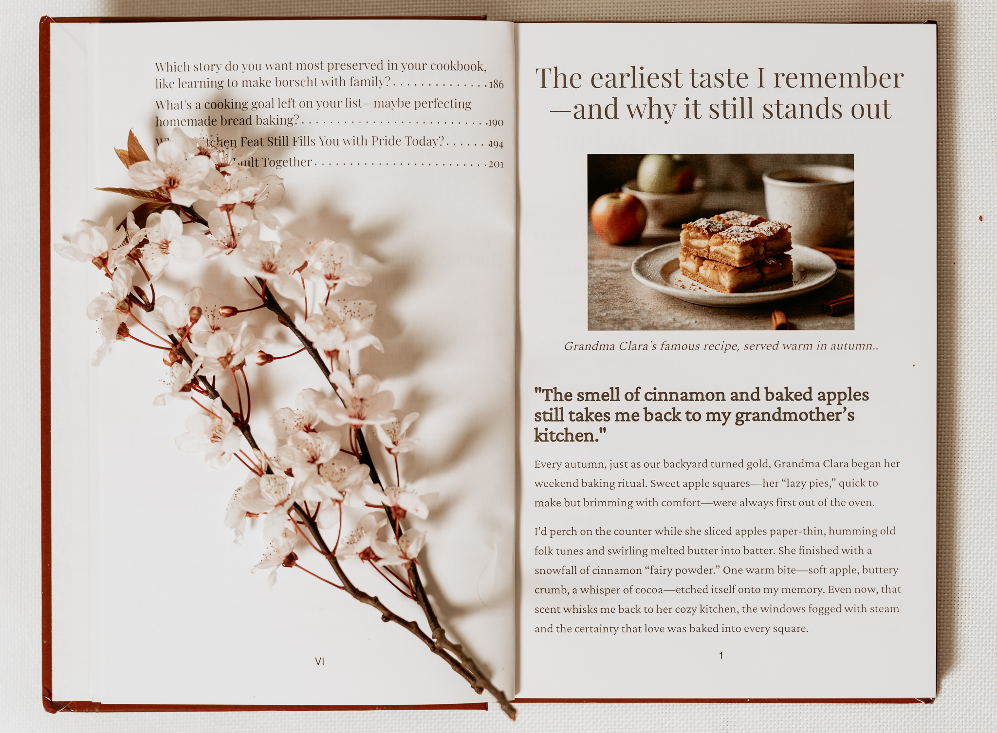 Open Tasteful Memories cookbook interior spread